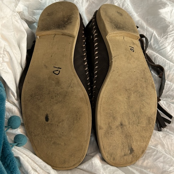 Vintage Hector Riccione Calf Leather Pull On Moccasin Fringe Studded Boots - Picture 7 of 12